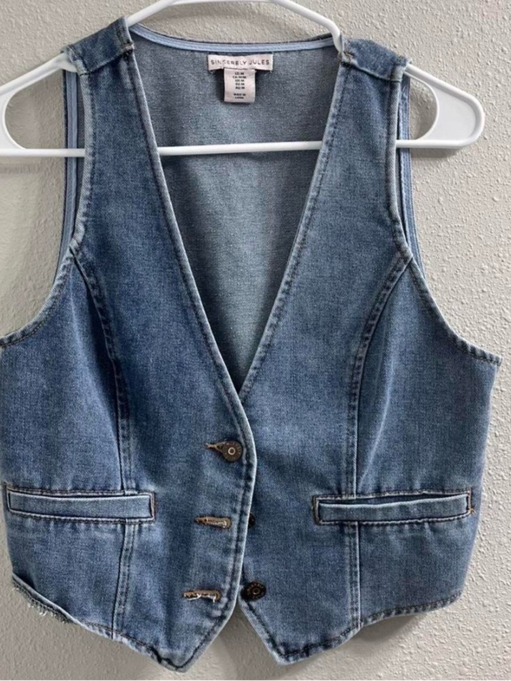 Sincerely Jules Denim Vest in Faded Blue